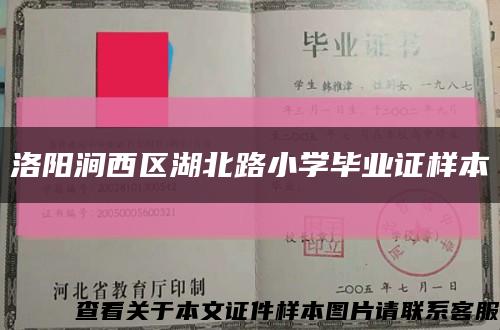 洛陽澗西區湖北路小學畢業證樣本縮略圖