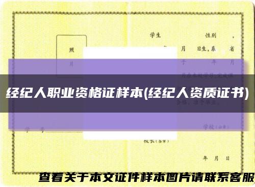 經紀人職業資格證樣本(經紀人資質證書)縮略圖