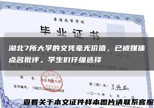 湖北7所大學的文憑毫無價值，已被媒體點名批評。學生們仔細選擇縮略圖