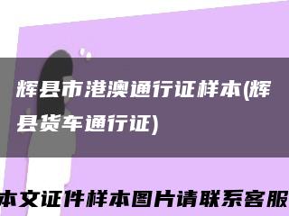 輝縣市港澳通行證樣本(輝縣貨車通行證)縮略圖