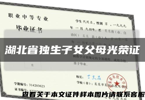 湖北省獨生子女父母光榮證縮略圖