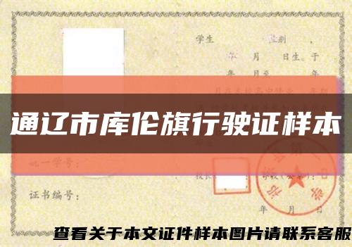 通遼市庫倫旗行駛證樣本縮略圖