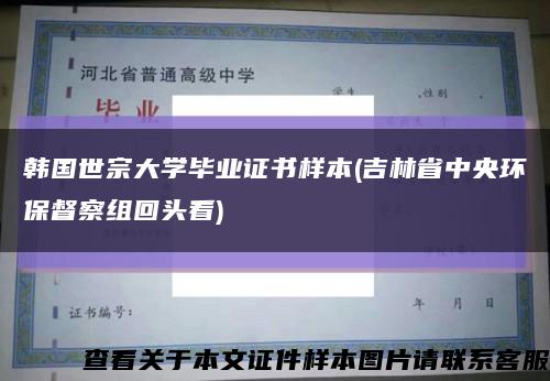 韓國世宗大學畢業證書樣本(吉林省中央環保督察組回頭看)縮略圖