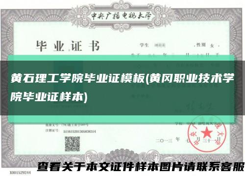 黃石理工學院畢業證模板(黃岡職業技術學院畢業證樣本)縮略圖