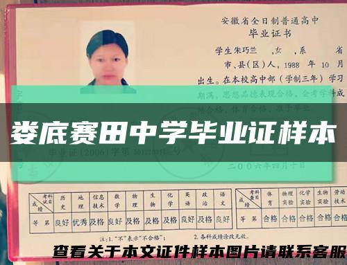 婁底賽田中學畢業證樣本縮略圖