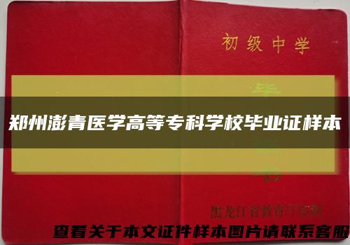 鄭州澎青醫學高等?？茖W校畢業證樣本縮略圖