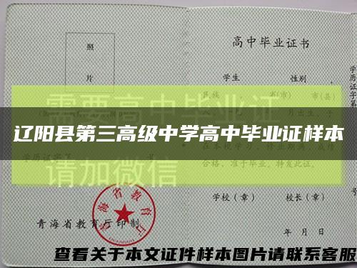 遼陽縣第三高級中學高中畢業證樣本縮略圖