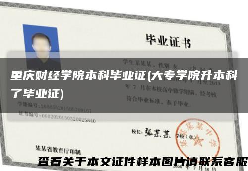 重慶財經學院本科畢業證(大專學院升本科了畢業證)縮略圖