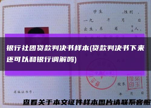 銀行社團貸款判決書樣本(貸款判決書下來還可以和銀行調解嗎)縮略圖