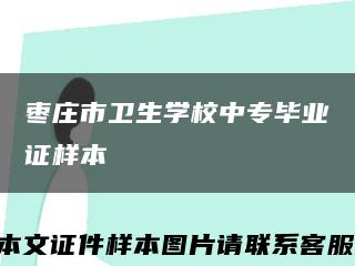 棗莊市衛生學校中專畢業證樣本縮略圖