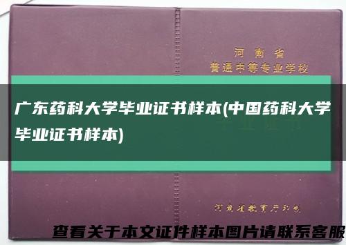 廣東藥科大學畢業證書樣本(中國藥科大學畢業證書樣本)縮略圖