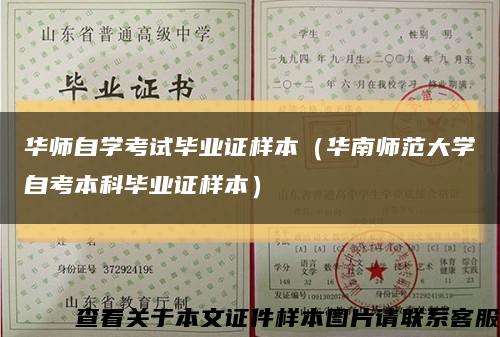華師自學考試畢業證樣本（華南師范大學自考本科畢業證樣本）縮略圖