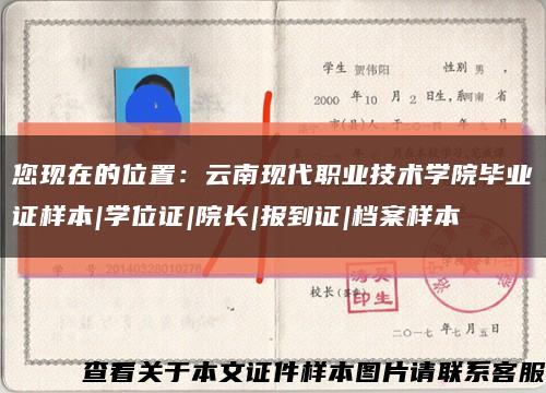 您現在的位置：云南現代職業技術學院畢業證樣本|學位證|院長|報到證|檔案樣本縮略圖