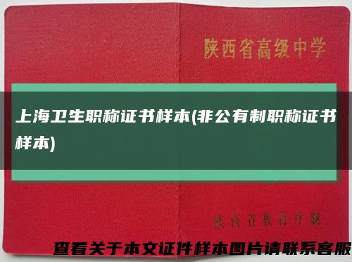 上海衛生職稱證書樣本(非公有制職稱證書樣本)縮略圖