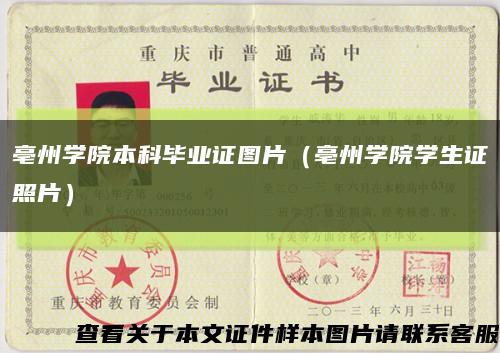 亳州學院本科畢業證圖片（亳州學院學生證照片）縮略圖