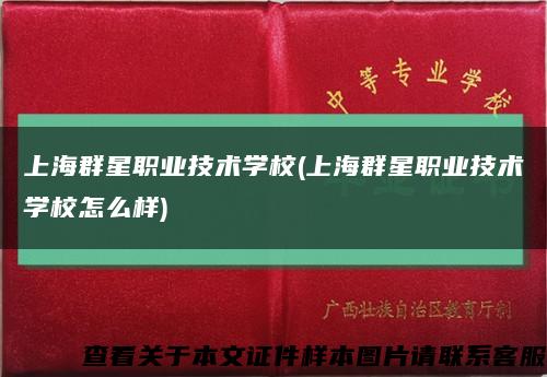 上海群星職業技術學校(上海群星職業技術學校怎么樣)縮略圖