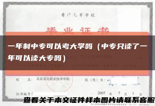 一年制中?？梢钥即髮W嗎（中專只讀了一年可以讀大專嗎）縮略圖
