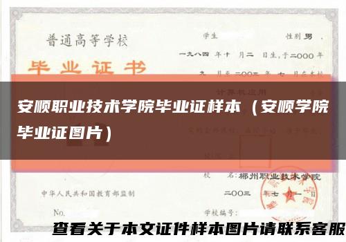 安順職業技術學院畢業證樣本（安順學院畢業證圖片）縮略圖