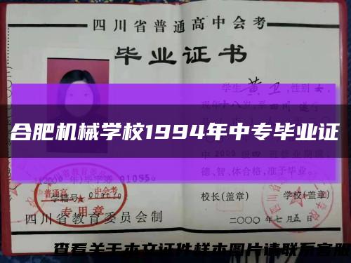 合肥機械學校1994年中專畢業證縮略圖