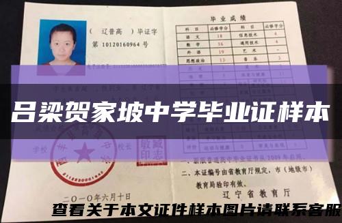 呂梁賀家坡中學畢業證樣本縮略圖