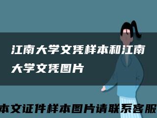 江南大學文憑樣本和江南大學文憑圖片縮略圖