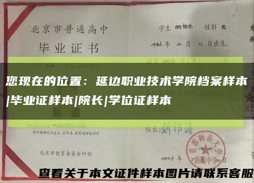 您現在的位置：延邊職業技術學院檔案樣本|畢業證樣本|院長|學位證樣本縮略圖