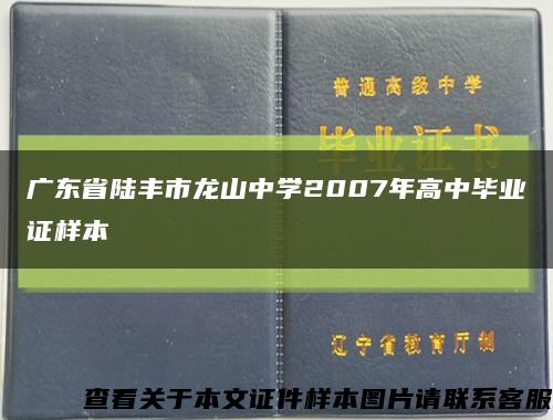 廣東省陸豐市龍山中學2007年高中畢業證樣本縮略圖