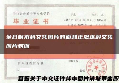 全日制本科文憑圖片封面和正規本科文憑圖片封面縮略圖