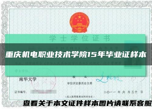 重慶機電職業技術學院15年畢業證樣本縮略圖