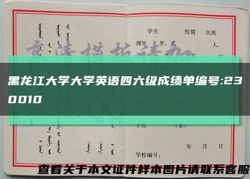 黑龍江大學大學英語四六級成績單編號:230010縮略圖