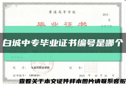 白城中專畢業證書編號是哪個縮略圖