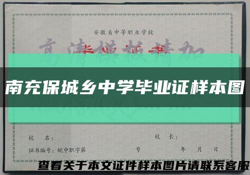 南充保城鄉中學畢業證樣本圖縮略圖