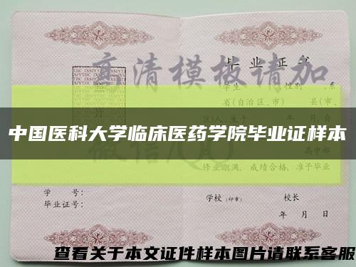 中國醫科大學臨床醫藥學院畢業證樣本縮略圖