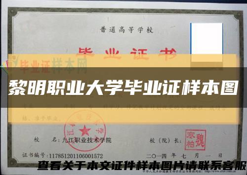 黎明職業大學畢業證樣本圖縮略圖