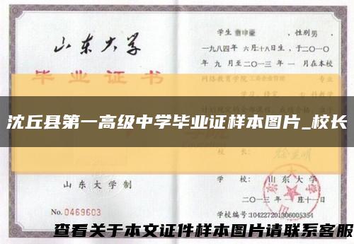 沈丘縣第一高級中學畢業證樣本圖片_校長縮略圖