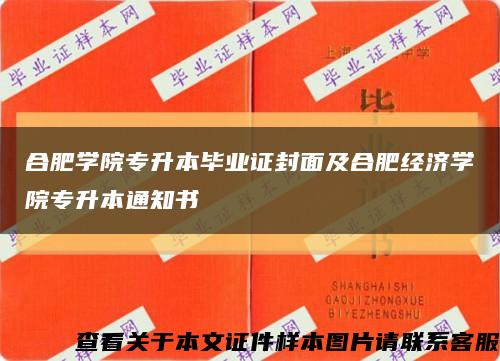 合肥學院專升本畢業證封面及合肥經濟學院專升本通知書縮略圖