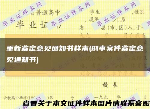 重新鑒定意見通知書樣本(刑事案件鑒定意見通知書)縮略圖