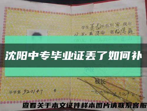 沈陽中專畢業證丟了如何補縮略圖