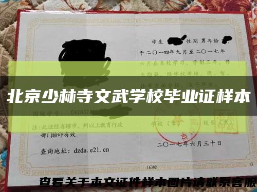 北京少林寺文武學校畢業證樣本縮略圖