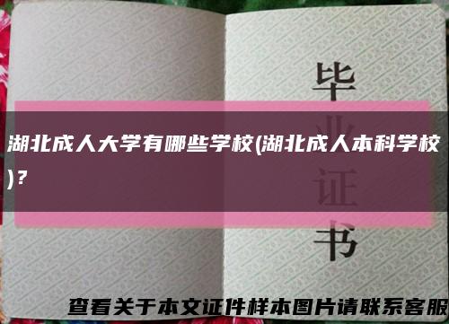 湖北成人大學有哪些學校(湖北成人本科學校)？縮略圖