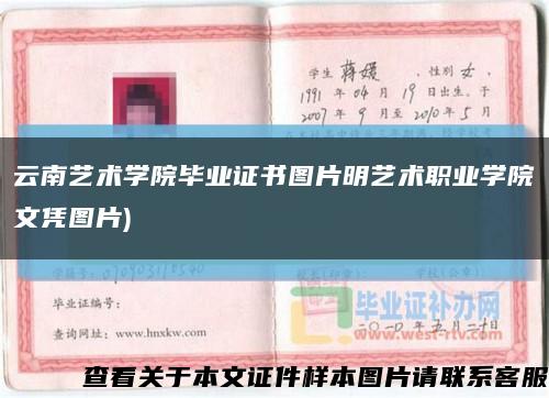 云南藝術學院畢業證書圖片明藝術職業學院文憑圖片)縮略圖