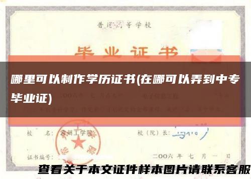 哪里可以制作學歷證書(在哪可以弄到中專畢業證)縮略圖