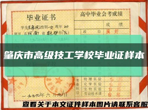 肇慶市高級技工學校畢業證樣本縮略圖