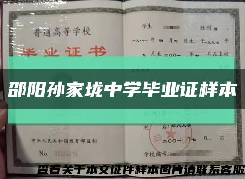 邵陽孫家垅中學畢業證樣本縮略圖