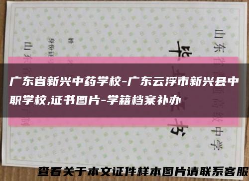 廣東省新興中藥學校-廣東云浮市新興縣中職學校,證書圖片-學籍檔案補辦縮略圖