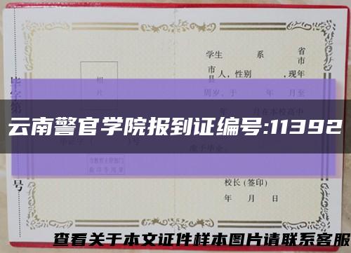 云南警官學院報到證編號:11392縮略圖