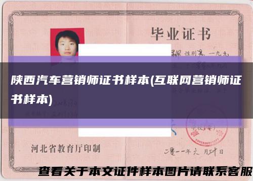 陜西汽車營銷師證書樣本(互聯網營銷師證書樣本)縮略圖