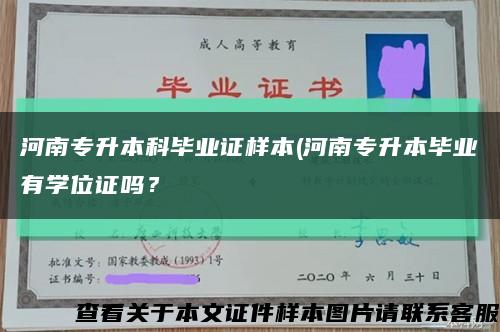 河南專升本科畢業證樣本(河南專升本畢業有學位證嗎？縮略圖