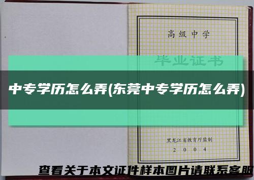 中專學歷怎么弄(東莞中專學歷怎么弄)縮略圖