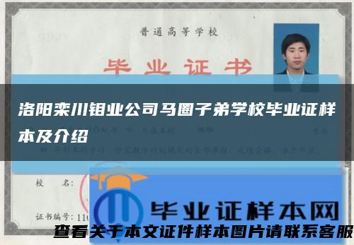 洛陽欒川鉬業公司馬圈子弟學校畢業證樣本及介紹縮略圖
